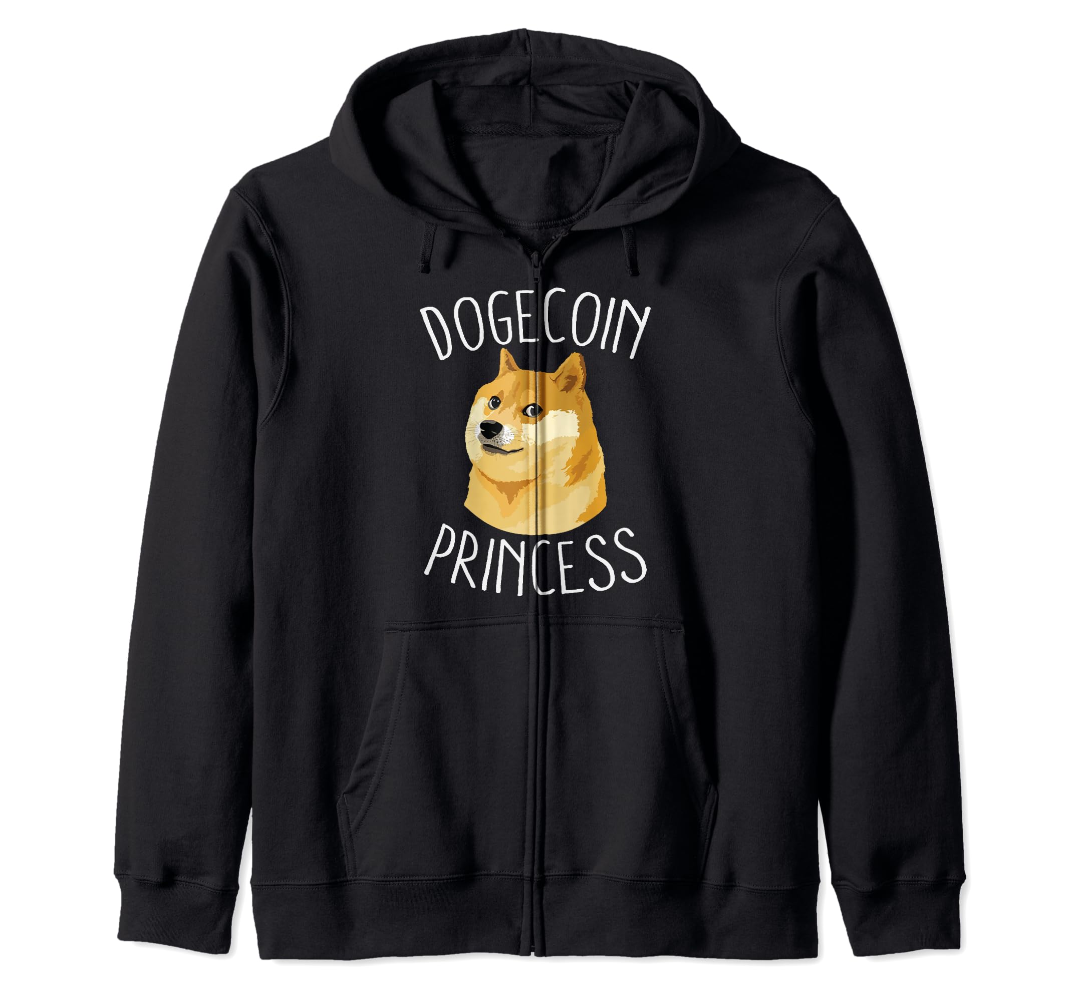 Dogecoin Princess Funny Cryptocurrency Coin HODL Blockchain Zip Hoodie