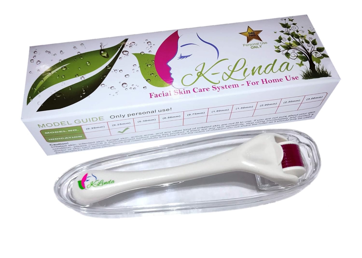 K-LINDA (Premium Quality) Derma Roller MicroNeedles, 540 Pins Facial Skin Care Tool for Wrinkles Beauty Home Use 0.25mm