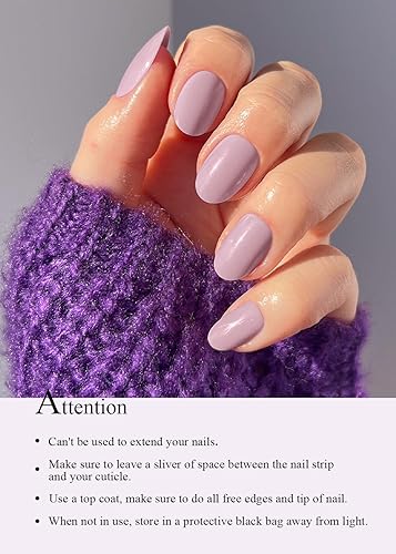 AutyaMee Semi Cured Gel Nail Strips (Nude Purple), 20 Pcs Gel Nail Wraps,  Stickers, UV Light Required, Salon Q
