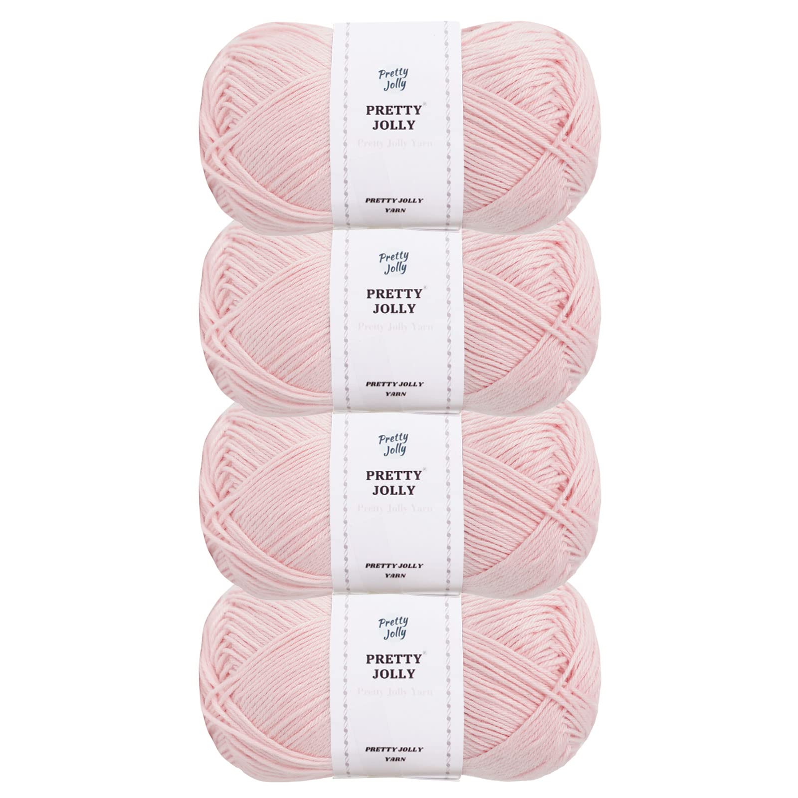 Pretty Jolly 4 Skeins Soft Baby Yarn, 100% Cotton, Crochet & Knitting, 4 Ply, Fingering Weight, Blanket Yarn for DIY Craft Total Length 4×160m/4×50g (Light Pink) — image 1