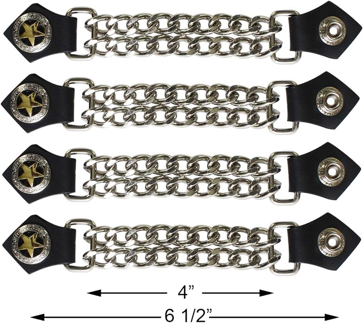 Motorcycle Gold Texas Star Double Button Chain Vest Extender （4 pcs per set）