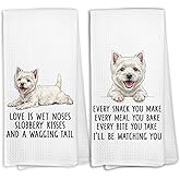 KTYHD Westie Dog Gifts Kitchen Hand Towels, Every Meal You Make Every Bite You Take Dish Towels for Kitchen,Highland White Terrier Dog Hand Towel Decorative Set,Westie Gifts for Women Home