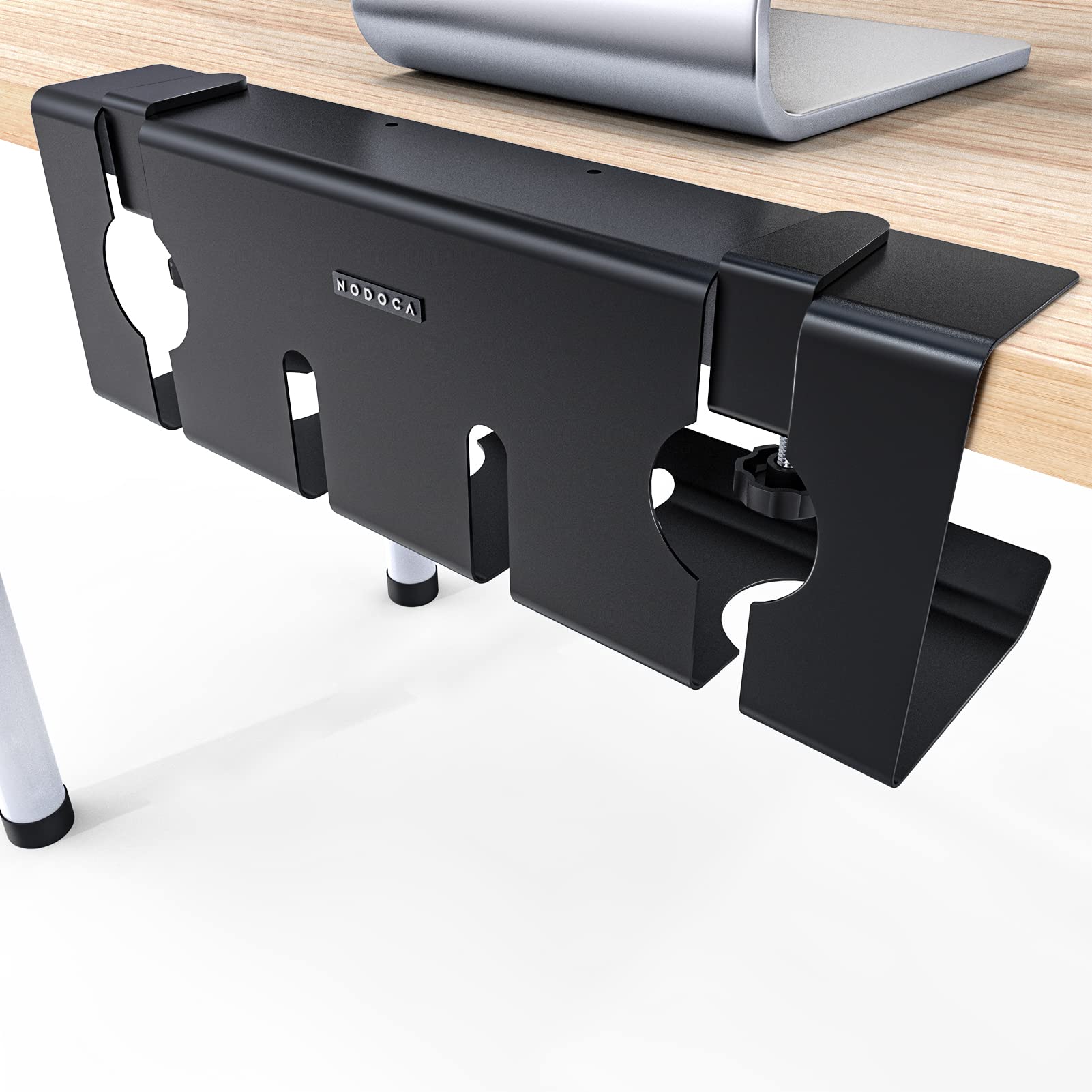 Ideal to Avoid Drilling through Desks - NODOCA Cable Management Under Desk, 43 x 15 x 12cm Cable Management Tray for Keeping Desk Cables Neat, Holds Up to 7 KG Cable Tray for Office, Home(Black)