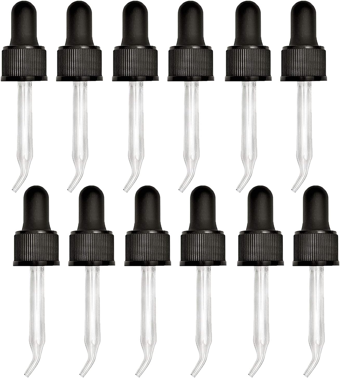 Holistic Oils Eye Dropper | Leak proof Essential Oil Bent Tip Glass Dropper for 15ml Bottles | Compatible with doTERRA, Young Living, Plant Therapy and Other Brands. (12 PACK)