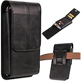 INGIDO Phone Pouch Leather Belt Holster Case with Card Holder, Compatible with iPhone 15 Pro Max, 15 Plus,14 Pro Max, 14 Plus, 13 Pro Max, 12 Pro Max, 11 Pro Max, XS Max, Black