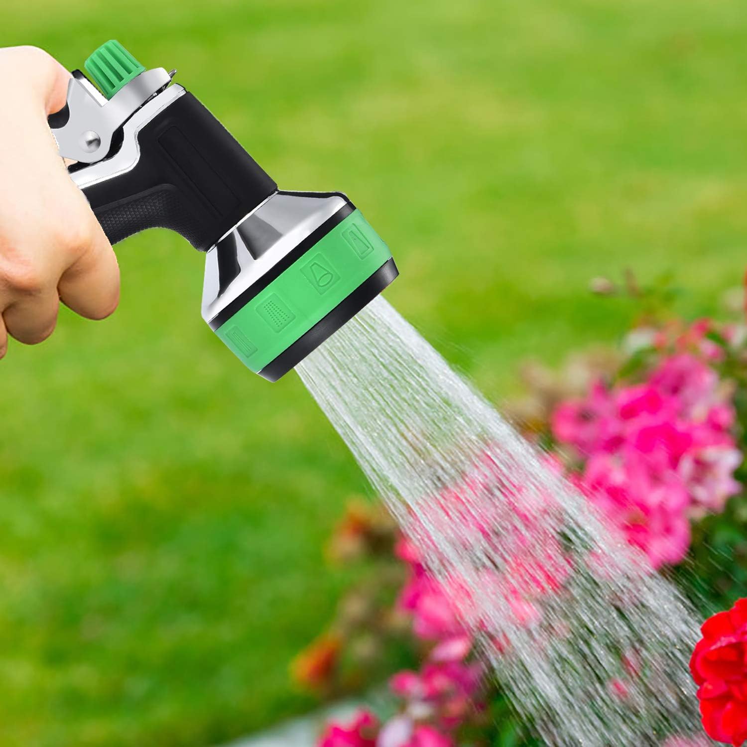 Garden Hose Nozzle｜ Aluminum Alloy 10 Sprayers Patterns Water Hose Spray Nozzle｜Suitable For Watering Equipment, Cleaning, Car washing And Showering Pets: Home Improvement