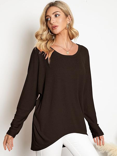 ZANZEA WOMEN’S OFF-SHOULDER BATWING SLEEVE BLOUSE CASUAL LOOSE OVERSIZED BAGGY T-SHIRT SWEATER PULLOVER TOP