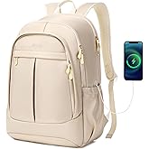 Hidds Travel Laptop Backpack for Women 15.6 Inch Computer Backpacks with USB Charging Hole Anti Theft Carry on Bag College Bookbag Large Back Pack for Work Business Travel Commuter Daypack-Champagne