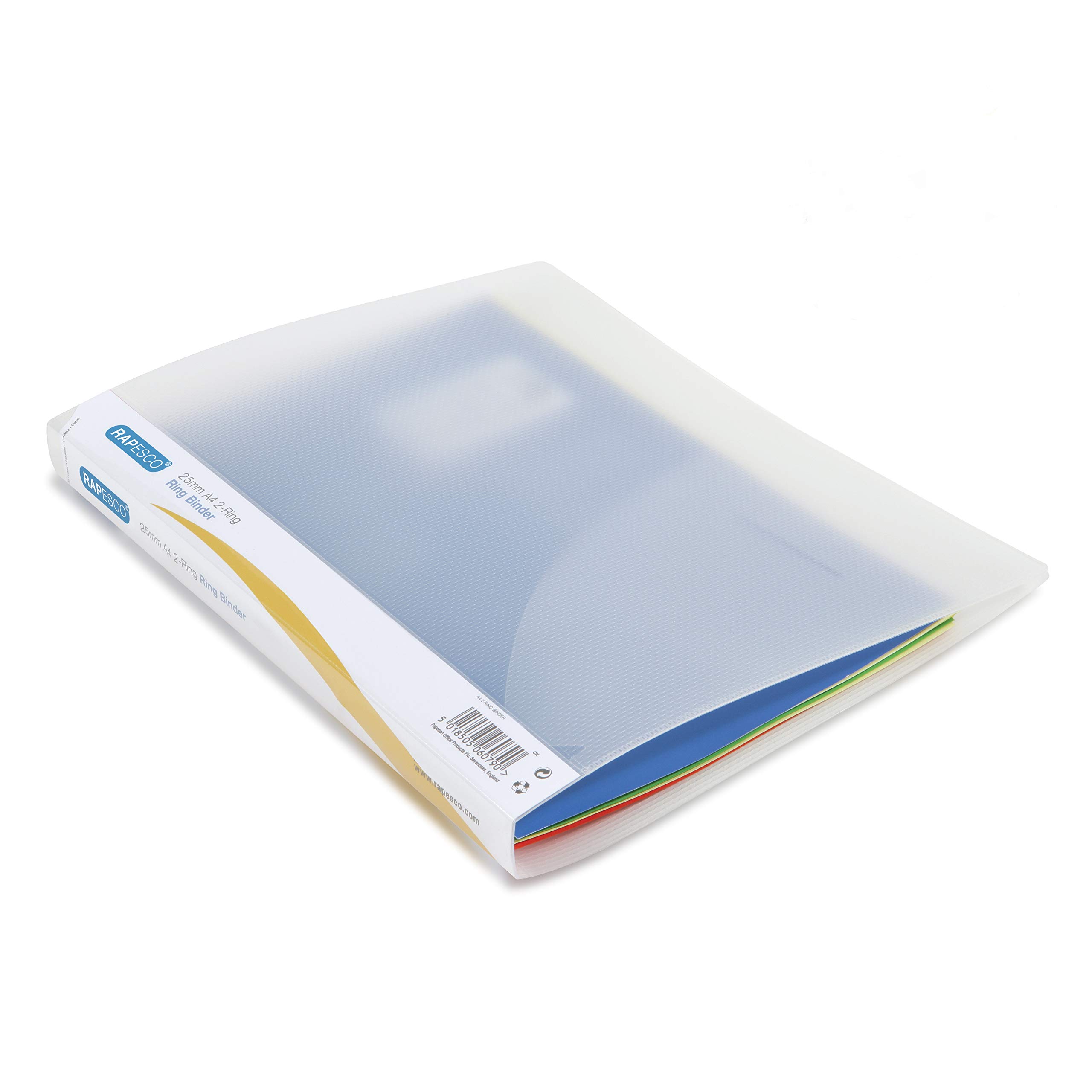Rapesco 0715 2-Ring Binder, 35 mm Spine, A4, Clear Transparent, Pack of 10