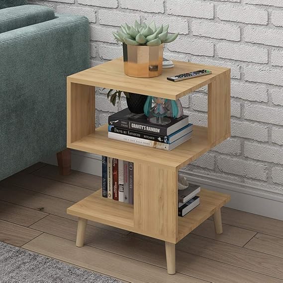 Pan&Pan Mesa Auxiliar para sofá, Mesa de Centro en Forma de S Mesa