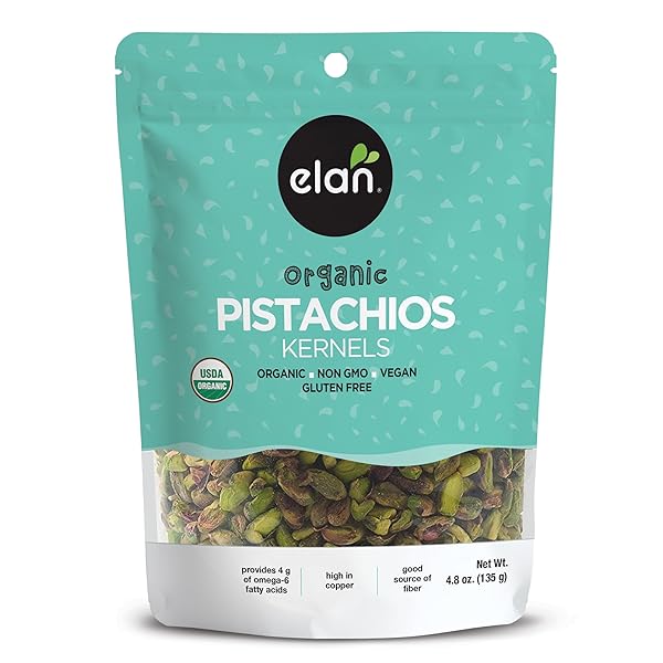 ELAN ORGANIC RAW PISTACHIOS, 4.8 OZ, UNSALTED KERNELS,...