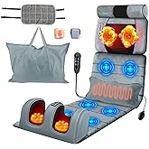 Full Body Massage Mat with Heat,Electric Massage Pad for Neck,Back,Foot&Full Body Pain Relief,10 Vibrating Nodes 3 Heating Levels W/ Detachable Neck,Foot Massager,Head Pillow&Inflatable Lumbar Pillow