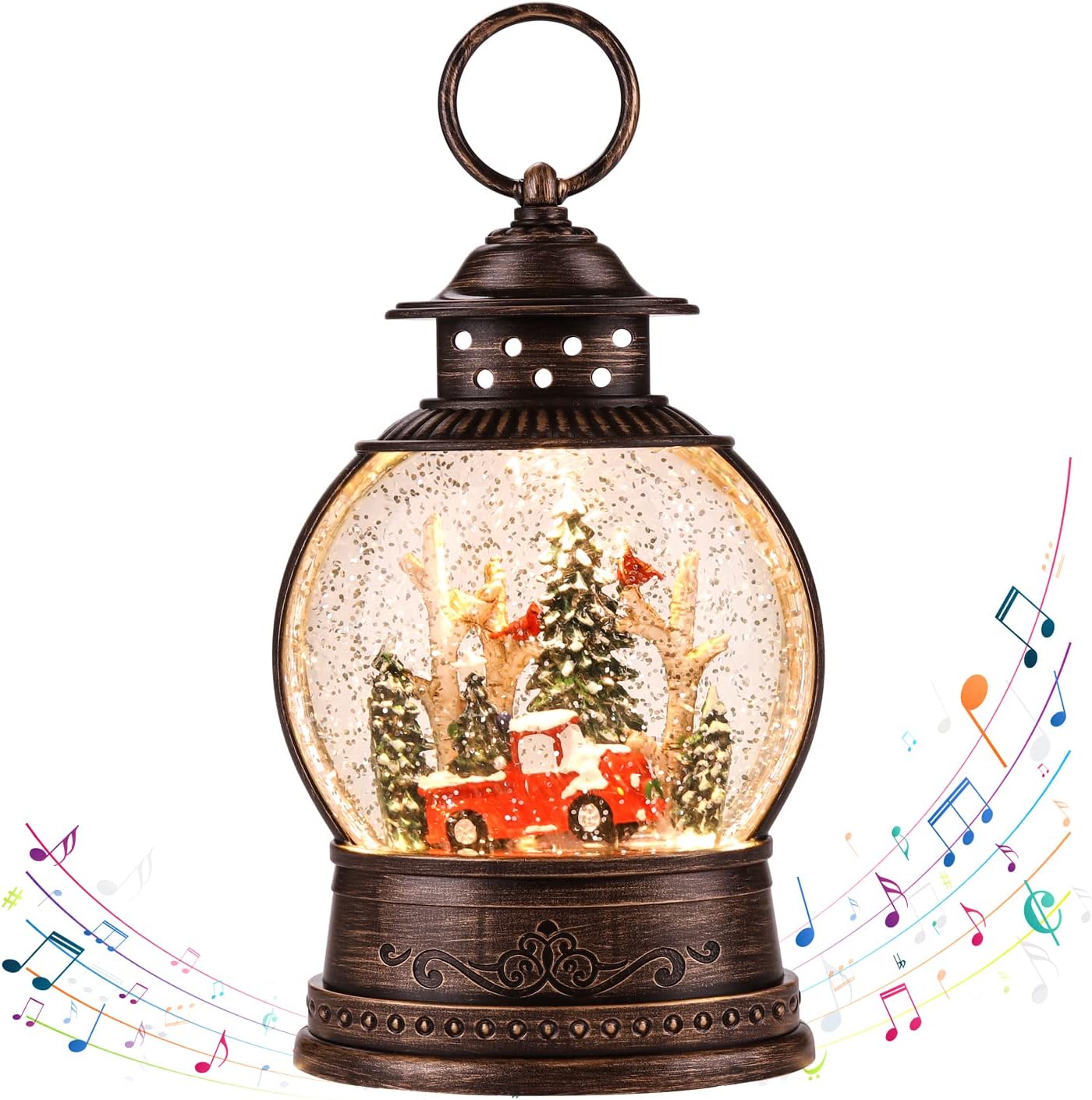 Snow Globes - Christmas Snow Globes Christmas Lantern, Christmas Decorations Musical Snow Globe, USB & Battery Powered Singing Water Lantern, Rotating Flashing Lanterns,Xmas Gifts (Pickup Truck)