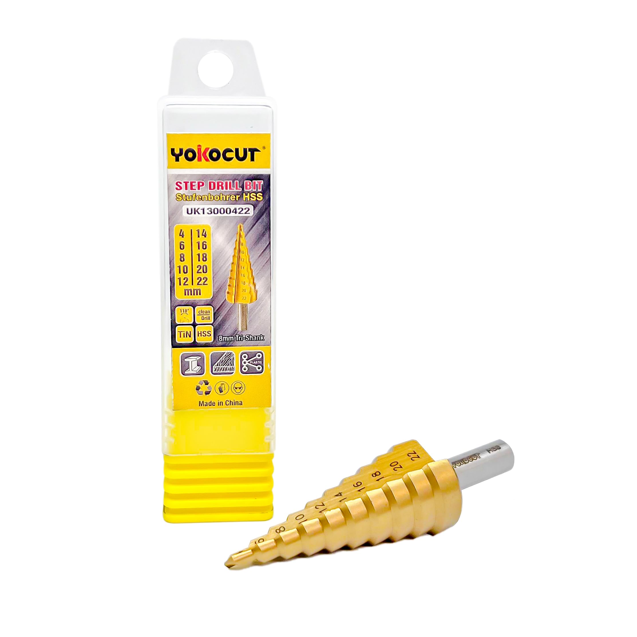 Step Drill Bit HSS Titanium Step Drill Bit For Metal Multiple Hole Drilling Cone Drill Bit Stepped Up Bits For DIY Lovers (4-22MM Step Bit)