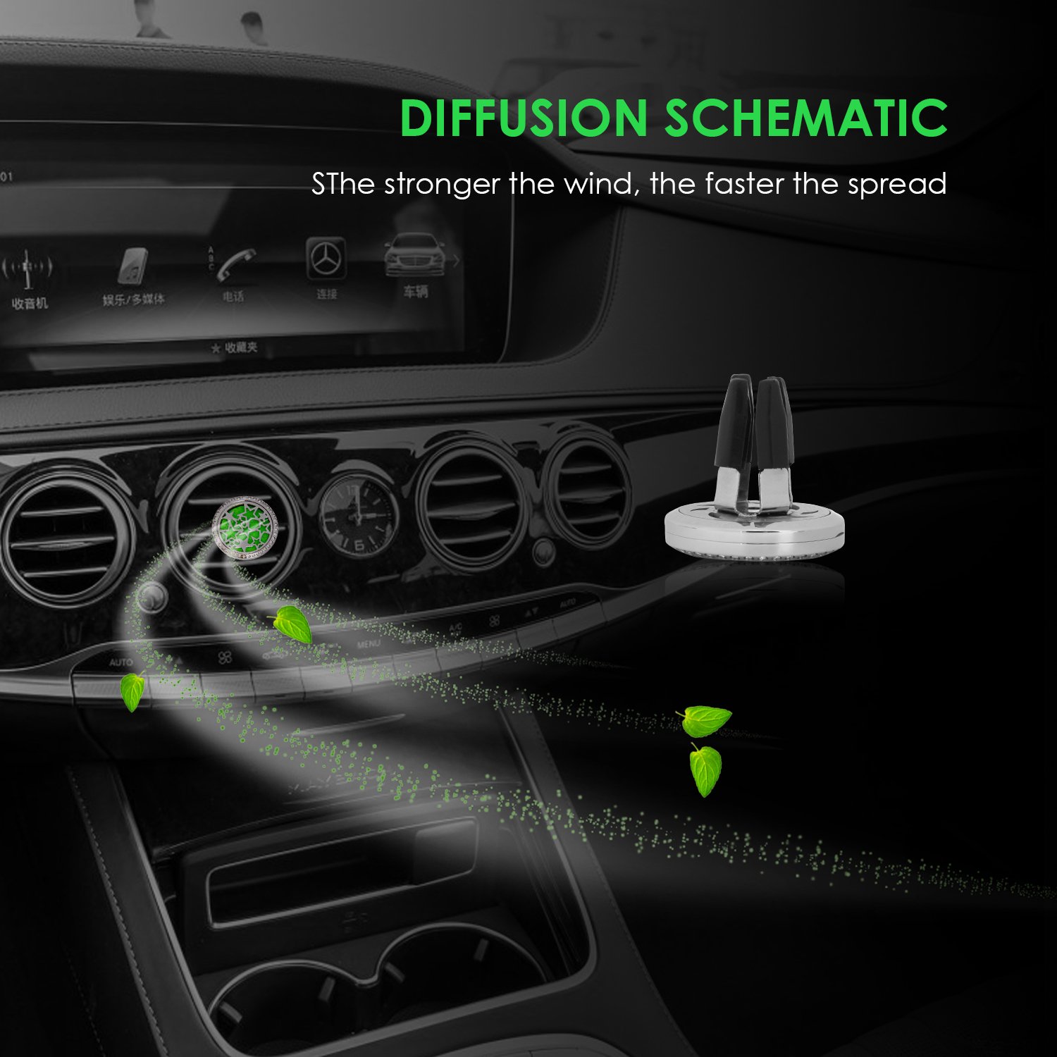 bedee Purificateur d\'air de Voiture, Diffuseur d\'huile de Voiture Aromatherapie Desodorisant Clip, 10pcs Plaquettes de Recharge lavables (Étoiles)