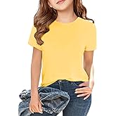 Bnycuml Girls Short Sleeve T Shirts Crew Neck Summer Tops Basic Tees 5-14 Year