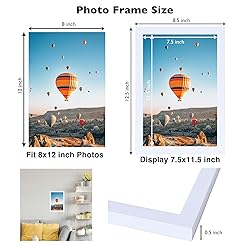 JCJMY 8x12 Picture Frame White for Wall Hanging or