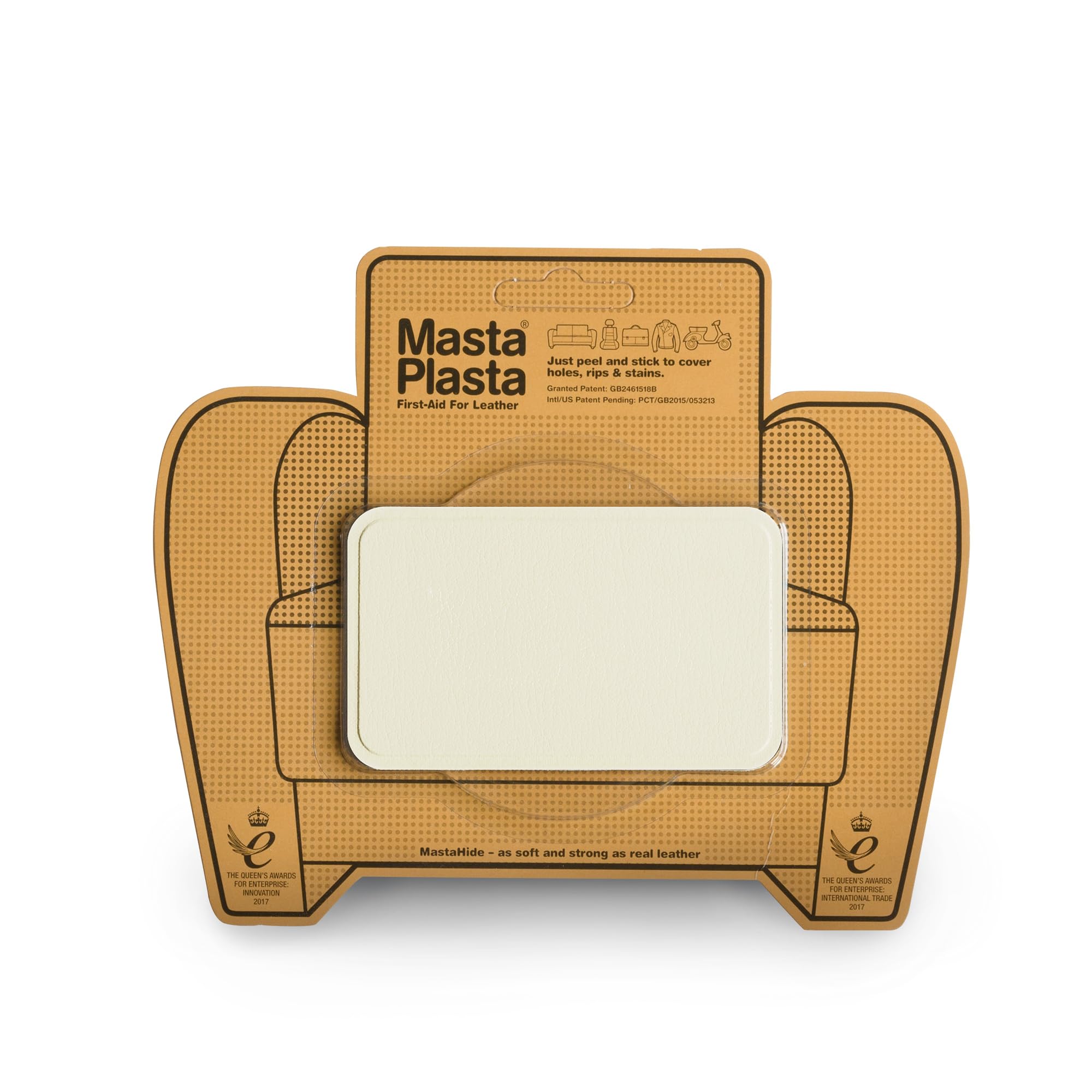MastaPlasta Premium Easy All-in-One Leather Repair Kit. Leather Patches for Sofas Self Adhesive - Ivory 10cm x 6cm (4in x 2.4in). Upholstery Leather Repair Patch for Car Seats, Chairs, DIY, Craft