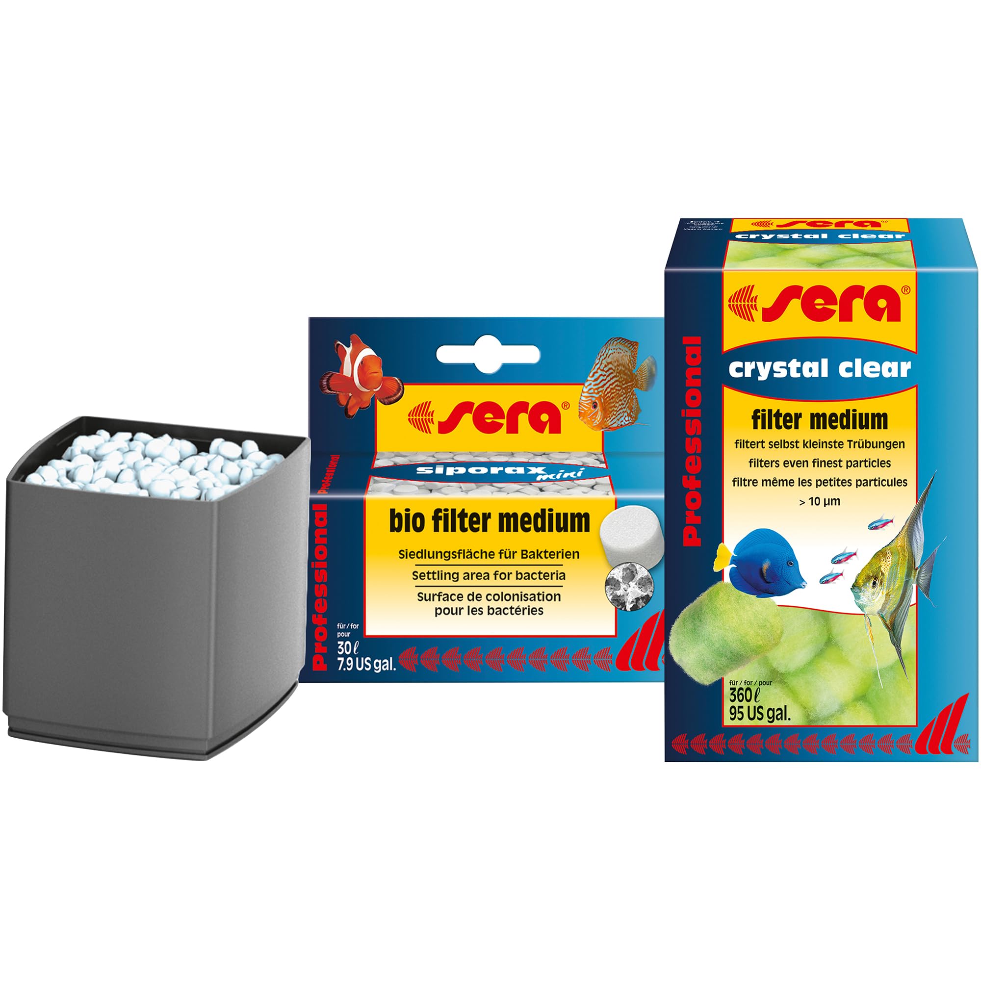 sera 32415 Scaper Cube Filter Media Set An Additional Filter Container for Expanding Serafil 60 & 120, Siporax Mini 35g & Crystal Clear Pack of 12 (Filter Floss Balls)