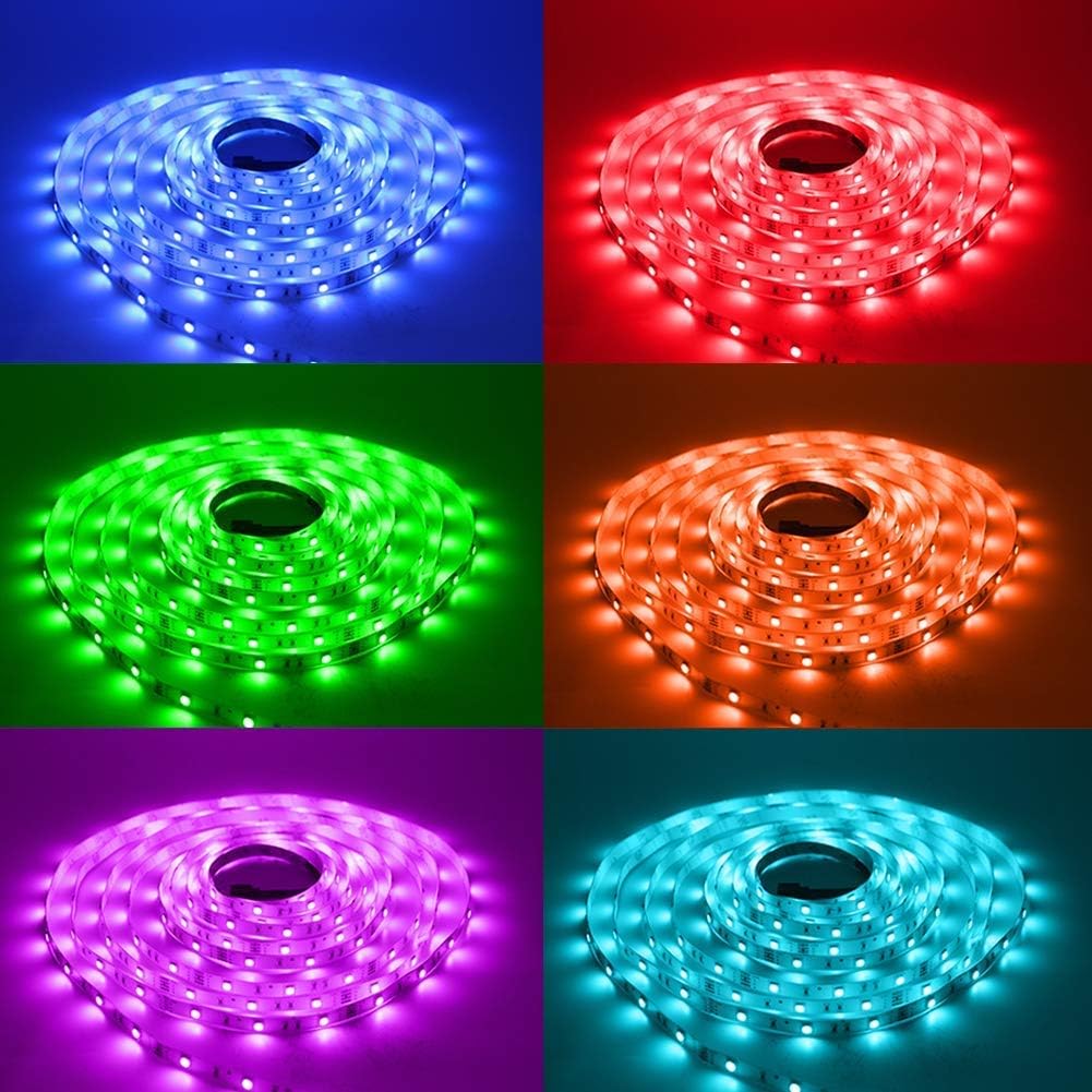 Daybetter Led Strip Lights 16.4ft 5m Flexible Color Changing RGB Led Light Strip 5050 150leds LED Tape Lights Kit with 44 Keys IR Remote Controller and 12V Power Supply: Home Improvement