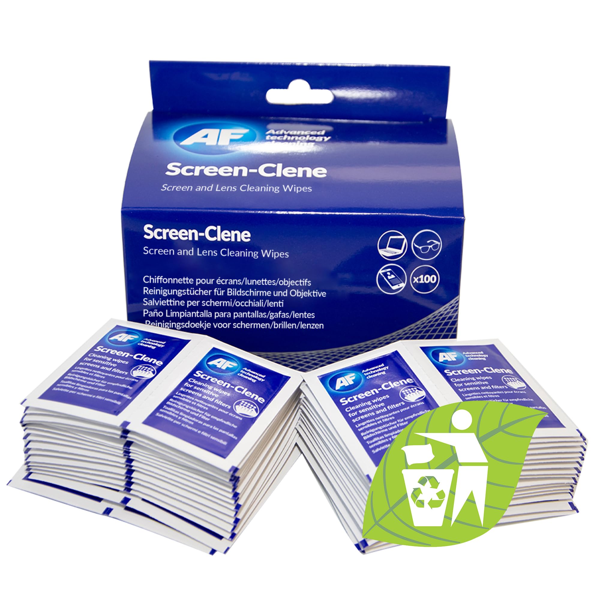 AF Screen + Lens Cleaning Wipes – Individual Anti-Static Cleaning Wipes For Smartphones, Glasses Lenses, Cameras, Laptops, Tablets