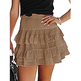 Aoudery Flowy Shorts for Women Boho Ruffled Tiered Skorts Casual High Waist Mini Skirts Tennis Golf Concert Fall Outfits