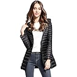 Elezay Women Light Long Jacket Down Feather,Winter Windproof Lightweight Puffer Coats Hooded Packable