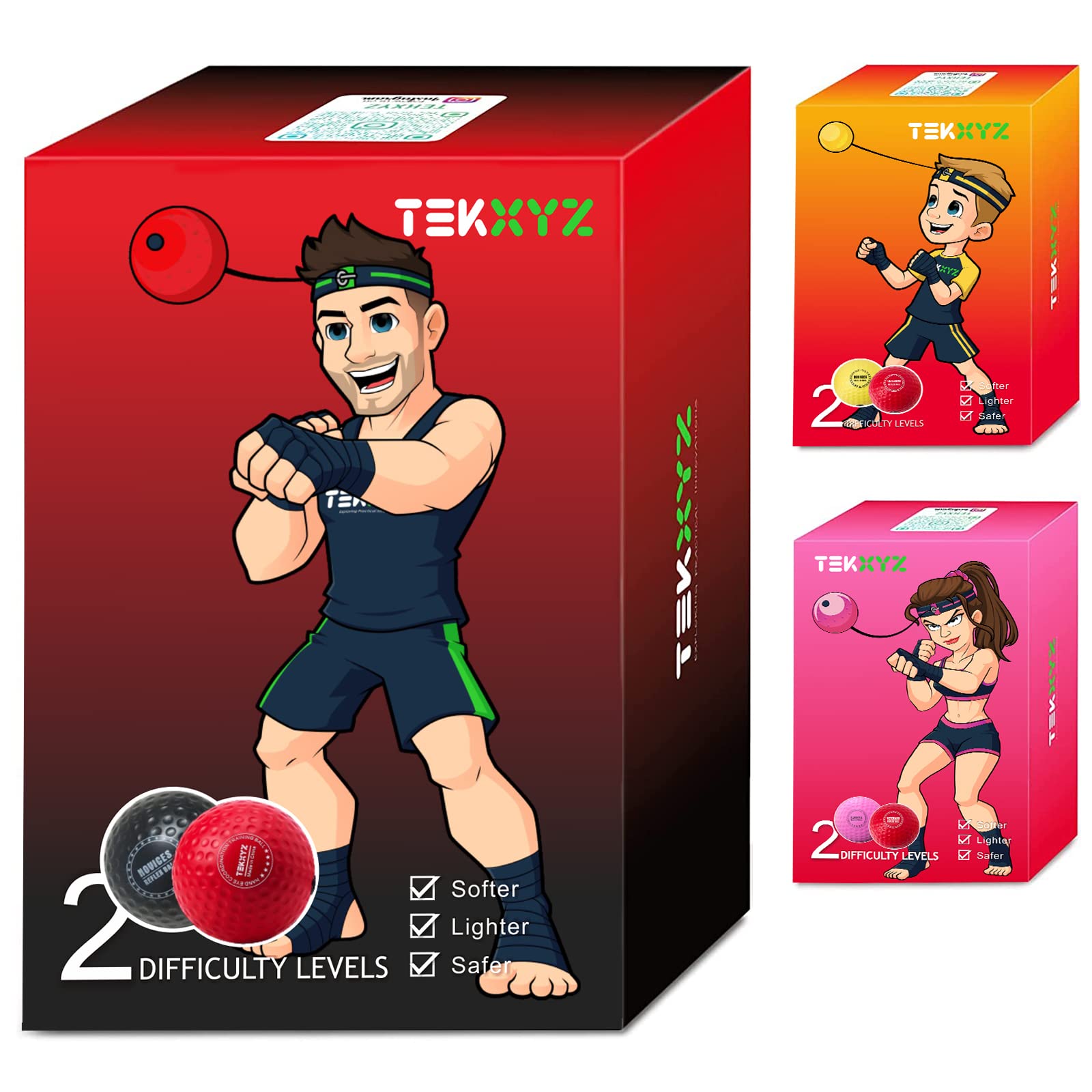 Photo 1 of TEKXYZ Boxing Reflex Ball, 2 Difficulty Levels Boxing Ball with Headband, Perfect for Reaction, Agility, Punching Speed, Fight Skill and Hand Eye Coordination Training