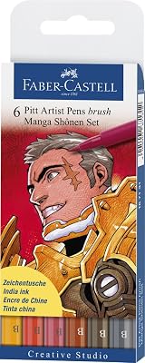 Faber-Castell Shonen Manga Wallet Set Pitt Artist Pens 6 Colors