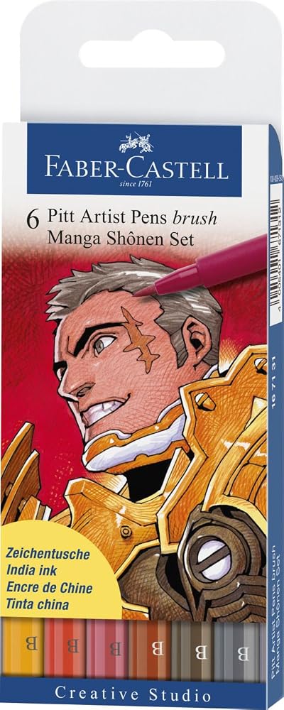Faber-Castell Shonen Manga Wallet Set Pitt Artist Pens 6 Colors