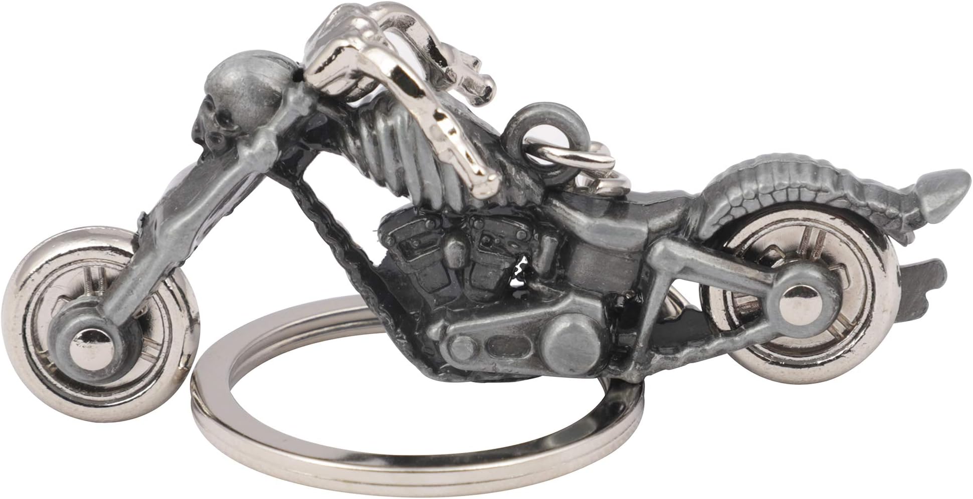 Epique 3D Skull Motorcycle Motorbike Keychain with Moving Wheels