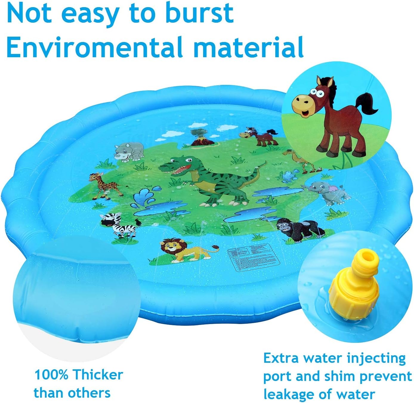 Win SPORTS 68 Inch Inflatable Water Sprinkler- Splash Pad,Summer Outdoor Games Water Mat Toys,Kiddie Baby Wading Swimming Pool for Learning-Fun Backyard Fountain Play Mat: Toys & Games