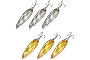 6pcs Set 2oz 6inch Fishing Spoon with Treble Hook Gold & Silver - Fish Wow!