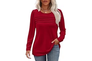 OFEEFAN Long Sleeve Shirts for Women Fall Fashion 2025 Dressy Casual Blouses Trendy Pleated Tunic Tops for Leggings