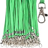 Green Lanyards 50 Pcs Bulk Lanyard for Id Badges Flat Lanyard with Badge Clip Swivel Hook (50, Green)