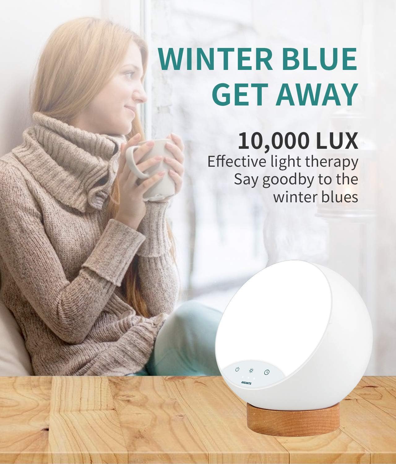 Light Therapy Lamp 10000 Lux Happy Natural Light UV-Free Touch Control with Stepless Brightness Dimming Timmer Function: Health & Personal Care