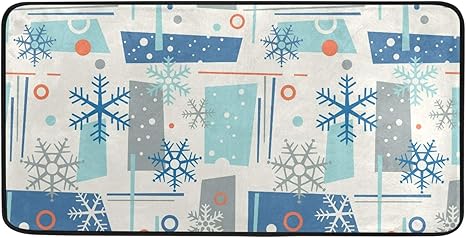 Alfombra de cocina, diseño de copos de nieve, de invierno, con forma