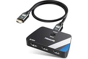 NEWCARE HDMI 2.1 Switch 3-in-1 Out, 8K@60Hz & 4K@120Hz HDMI Splitter Switcher with 2.6 ft Cable, 3-Port HDMI Selector Support
