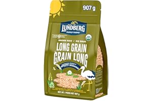 Lundberg Organic Long Grain Brown Rice - Regenerative Organic Certified Whole Grain Rice, Gluten Free, Resealable 907g Bag