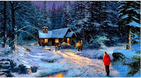 Amazon Amazhen シルク 壁画 3d 壁紙 カスタム 壁画 3d ルーム ウォールステッカー 田舎の森 夜の雪 絵画 写真 3d 壁画 壁紙 352cm 250cm ウォールステッカー オンライン通販
