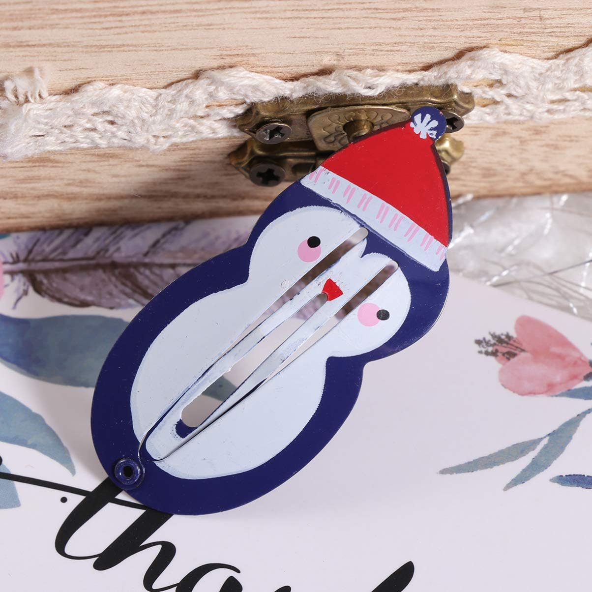 minkissy 12pcs Christmas Cartoon Hair Clips, Lovely Snap Barrettes Christmas Snap Hair Clips - Image 5