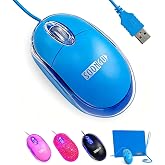 SOONGO Kids Mouse for Laptop USB Ergonomic Optical Mouse Blue Color 1.5M Cable