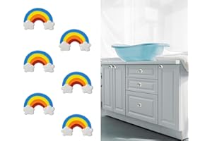 CCHHYYT Stargallery 6 Pieces Cute Cartoon Shape Knobs for Furniture Soft Rubber Knobs for Cabinet Drawer Dresser Closets Organizer Desk Box Bookcase (Blue, Rainbow)