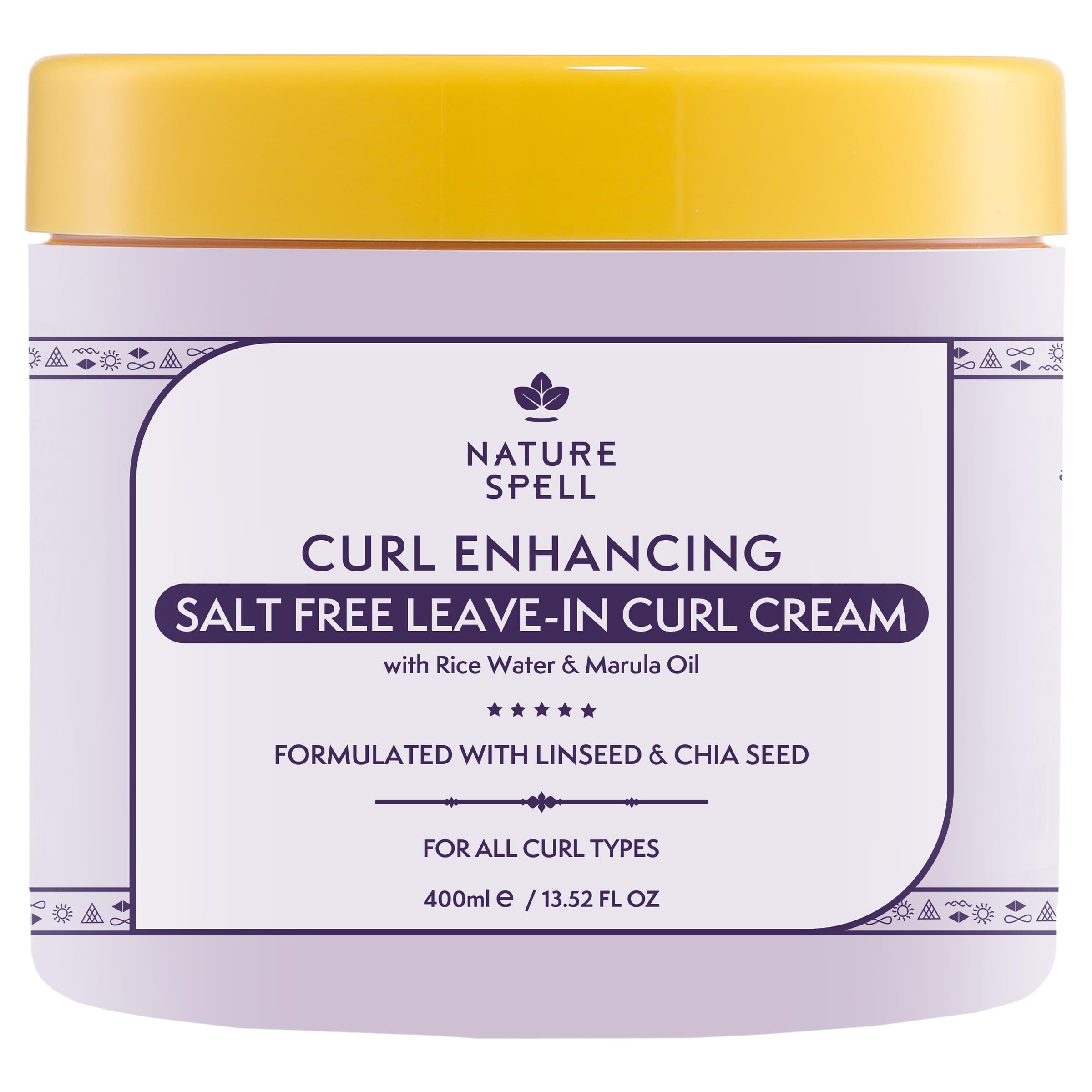 Nature Spell Curl Leave-In Cream, Salt Free Formula for Definition, Repair & Heat Protection, Smoothing & Styling, Sulfate & Paraben Free, Suitable for All Curl Types, Colour Safe, Vegan, 400 ml