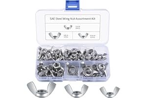 JMHNEWHOPE Wing Nuts Fasteners, 40pcs Butterfly Wing Nuts SAE Steel Wing Nut Butterfly Nut Assorted Kit Parts, 1/4"-20, 5/16"-25, 3/8"-16