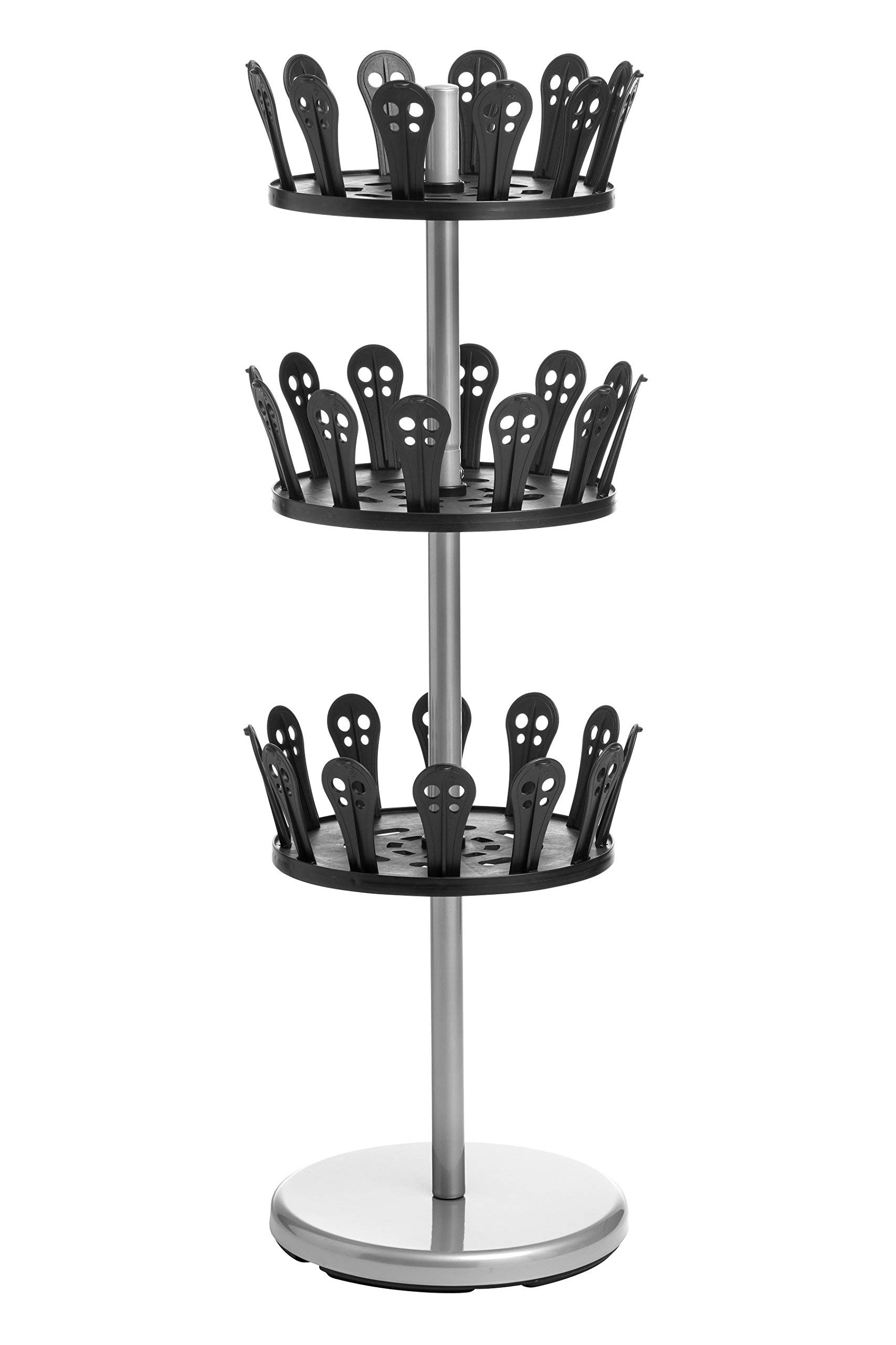 Premier Housewares Revolving 3-Tier Shoe Stand - Black,H89 x W32 x D32cm