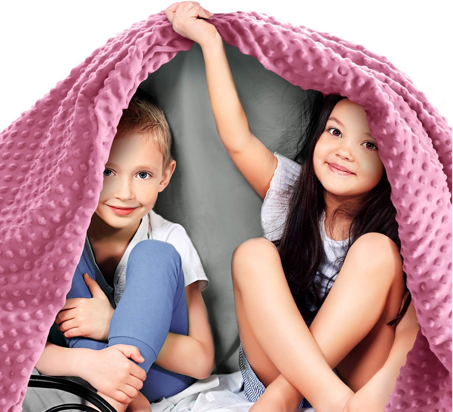Quility Weighted Blanket for Kids and Toddlers with Soft Cover - 10 lbs Single Size, Heavy, Machine Washable Quilt, Heating & Cooling - (41" X 60") (Pink)