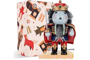 BXO Christmas Decorations Nutcracker Ornament,6.3 Inch Wooden Traditional Nutcracker,Festive Collectible Christmas Nutcracker,Painted Nutcracker Figures Party Tabletop Thanksgiving Decor(Mouse King)