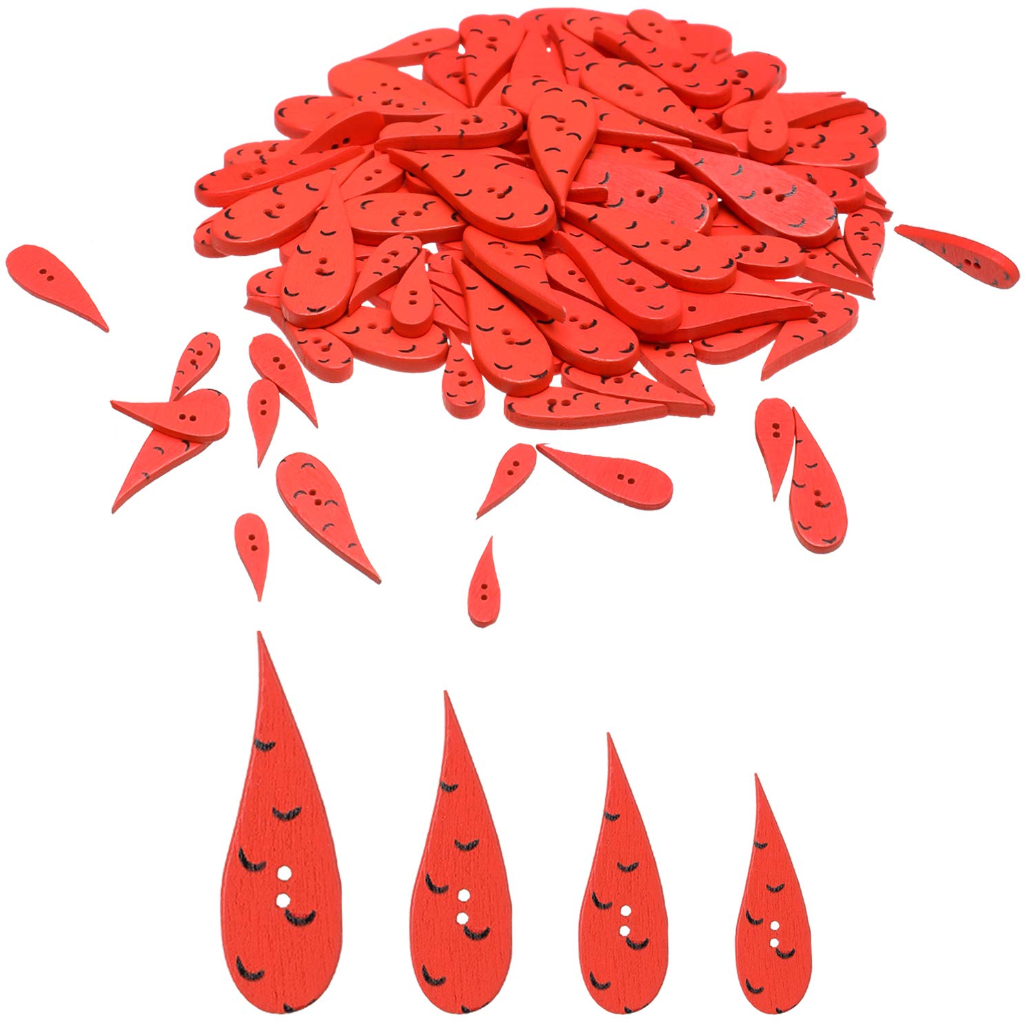 Photo 1 of 100 Pieces Carrot Nose Buttons Christmas Wooden Buttons for Crafting and Sewing, 4 Sizes