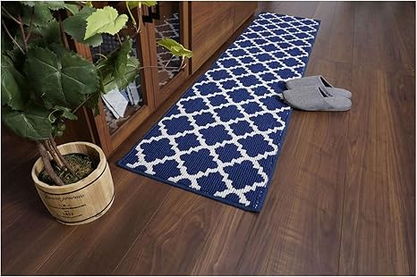 Amazon カキウチ キッチンマット モロッカン 約45 180cm ネイビー キッチンマット オンライン通販